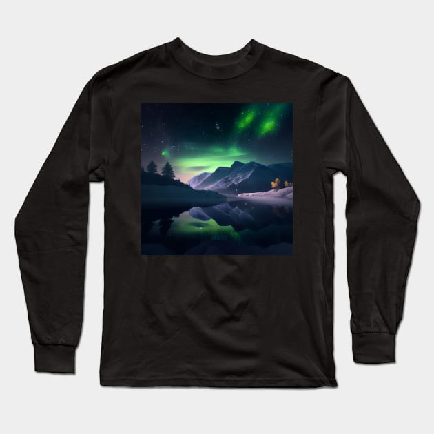 Iridescent Northern Lights Long Sleeve T-Shirt by D3monic